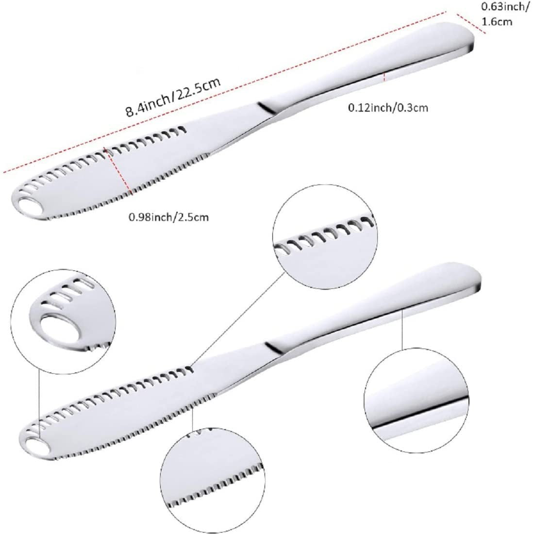 Stainless Steel Butter Spreader Knife With Handle, 3 In 1 Curler Slicer Knife, Butter Knife Spreader And Curler With Holes And Serrated Edge Cheese Knife Kitchen Gadgets