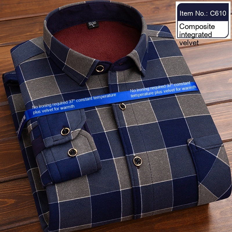 Men's Thermal Thickened Fleece Plaid Shirt