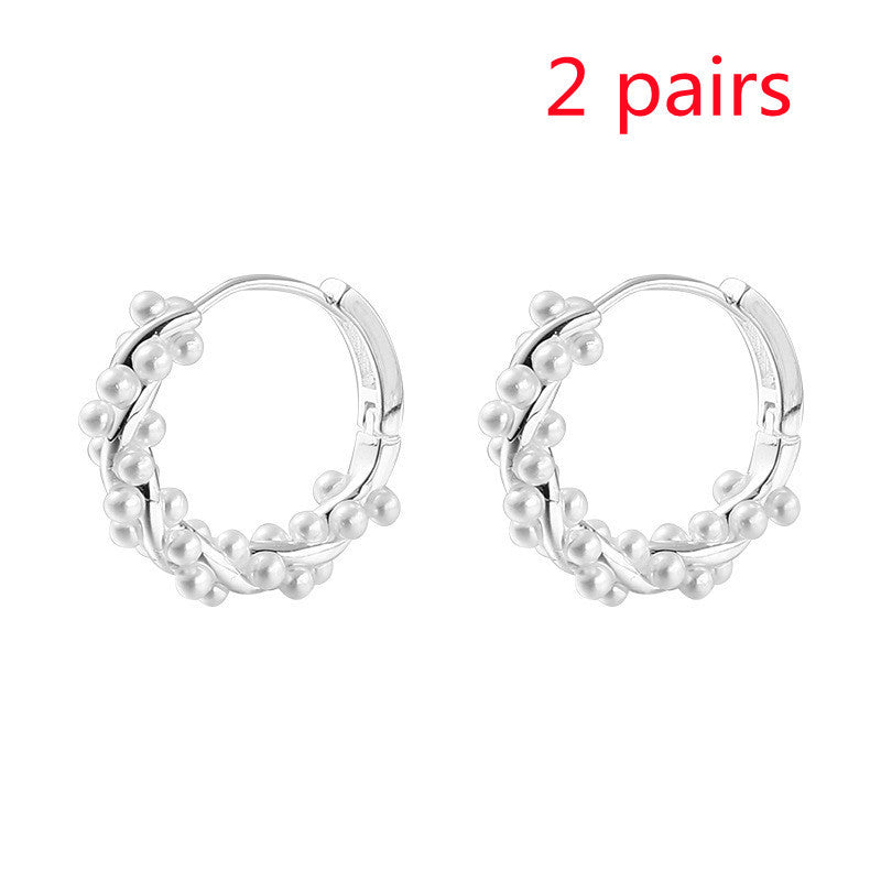 Pearl Earrings Autumn And Winter Special-interest Design Bead Eardrops Earrings New Elegant Circle Ear Clip Women