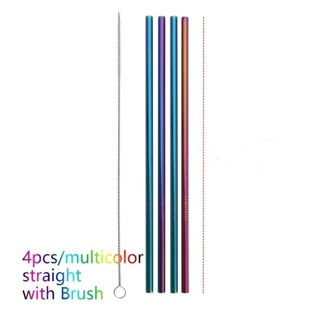 Pajillas de acero inoxidable reutilizables coloridas