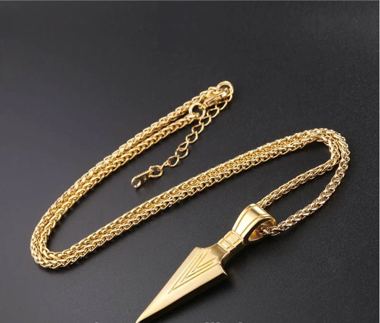 Europa América joyería hombres Acero inoxidable collar de lanza con cadena