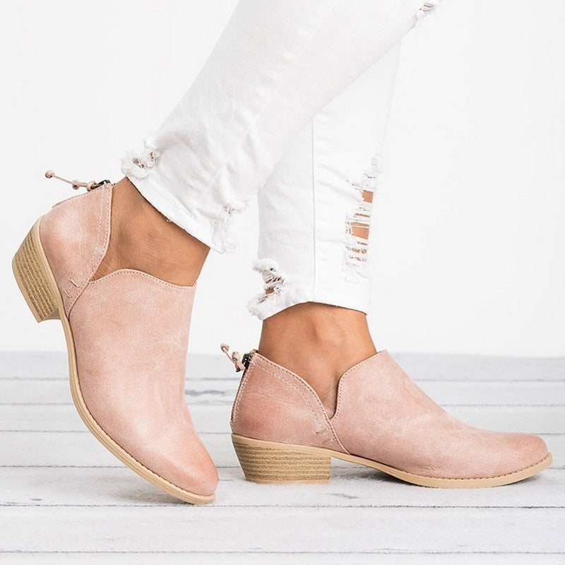 Otoño Mujer Zapatos Retro botas de tacón alto