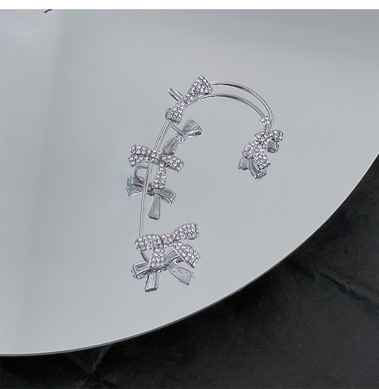 Diamond-studded Bow Earrings Summer Trendy Ear Clips