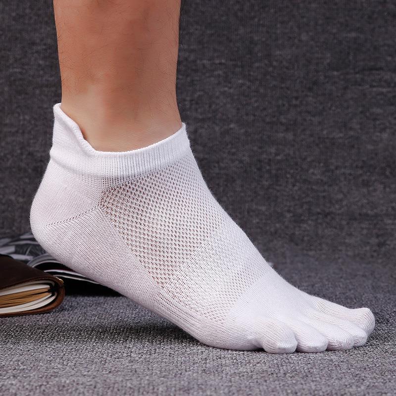 Men's Cotton Summer Short Tube Thin Socks Toe Socks Mesh Breathable