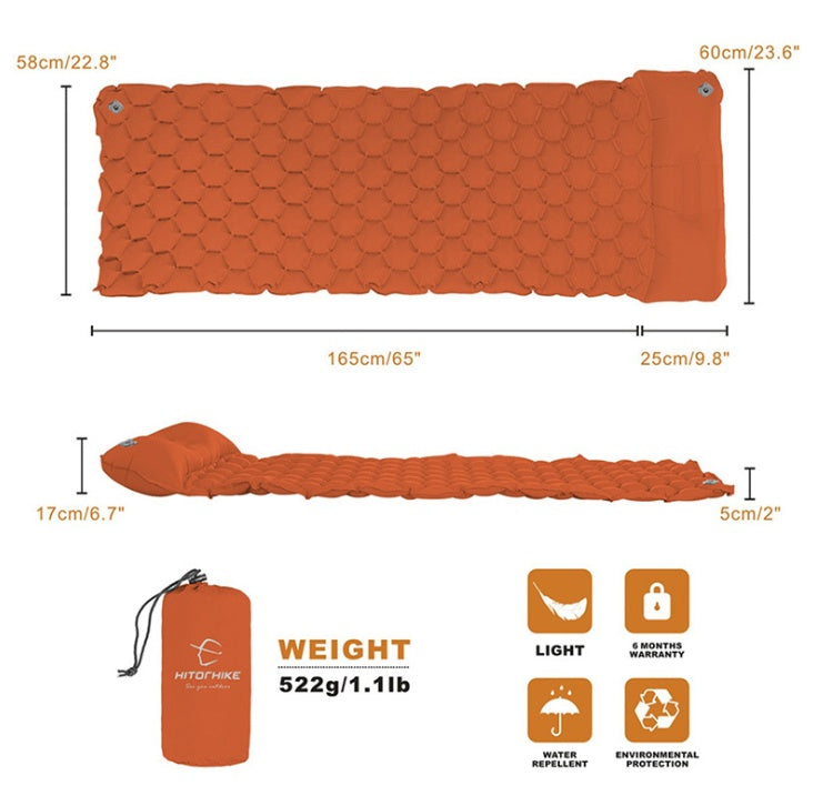 Colchoneta inflable de nido de abeja para acampar al aire libre
