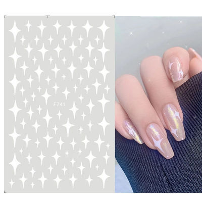 New Nail Stickers Paper Net Red White Love Star Adhesive Nail Decals