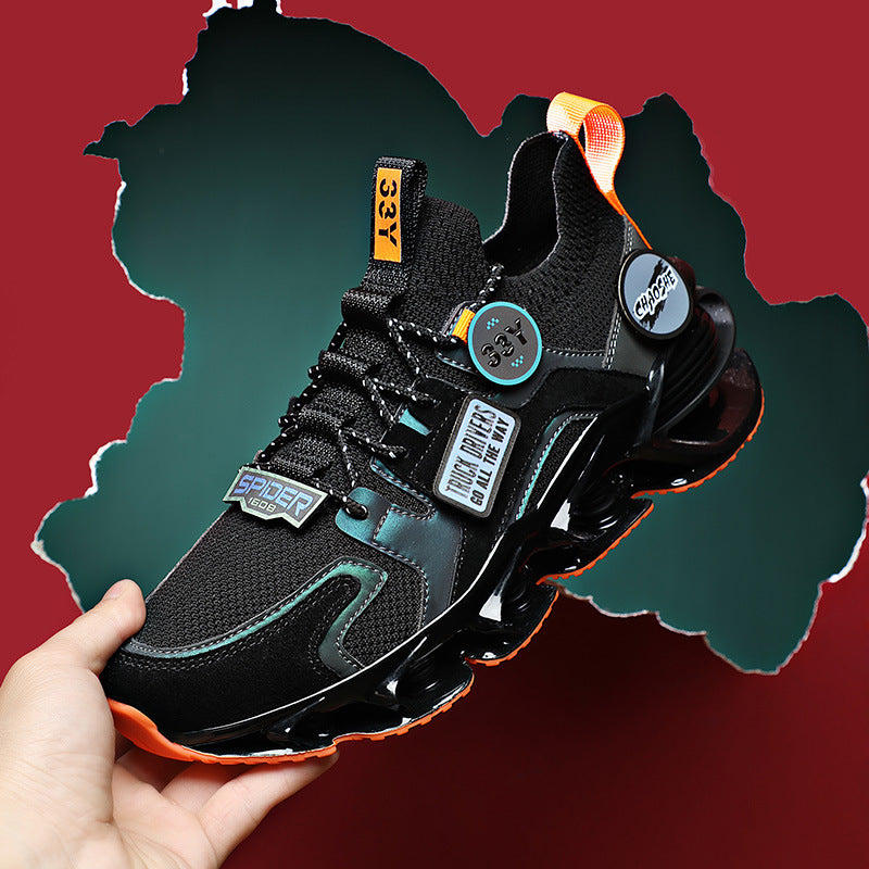 Zapatos deportivos de absorción de choque de hoja hueca de verano transpirables de tejido volador Casual zapatos