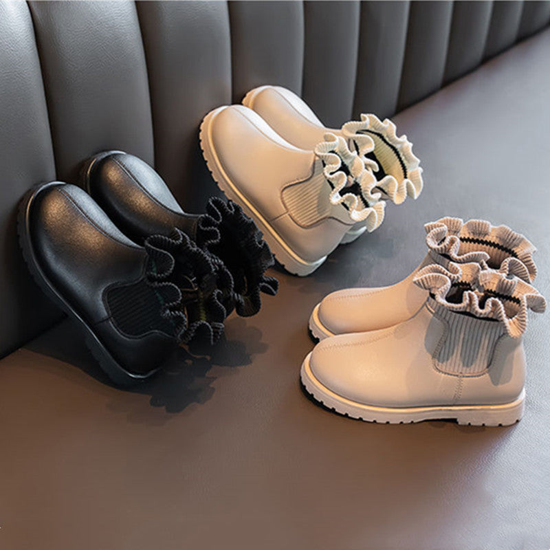 Girls Round Toe Short Fashion Martin Boots