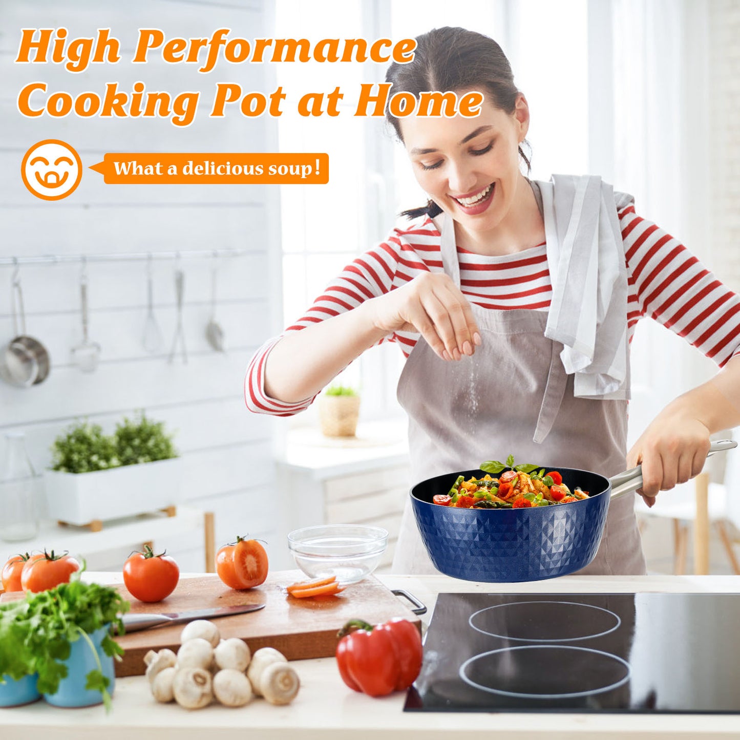 Induction Saucepan With Lid, 20cm 1.8L Milk Pan Non Stick Saucepan, Aluminum Ceramic Coating Cooking Pot - PFOA Free With Stainless Steel Handle, Suitable For All Hobs Types, Amazon Banned