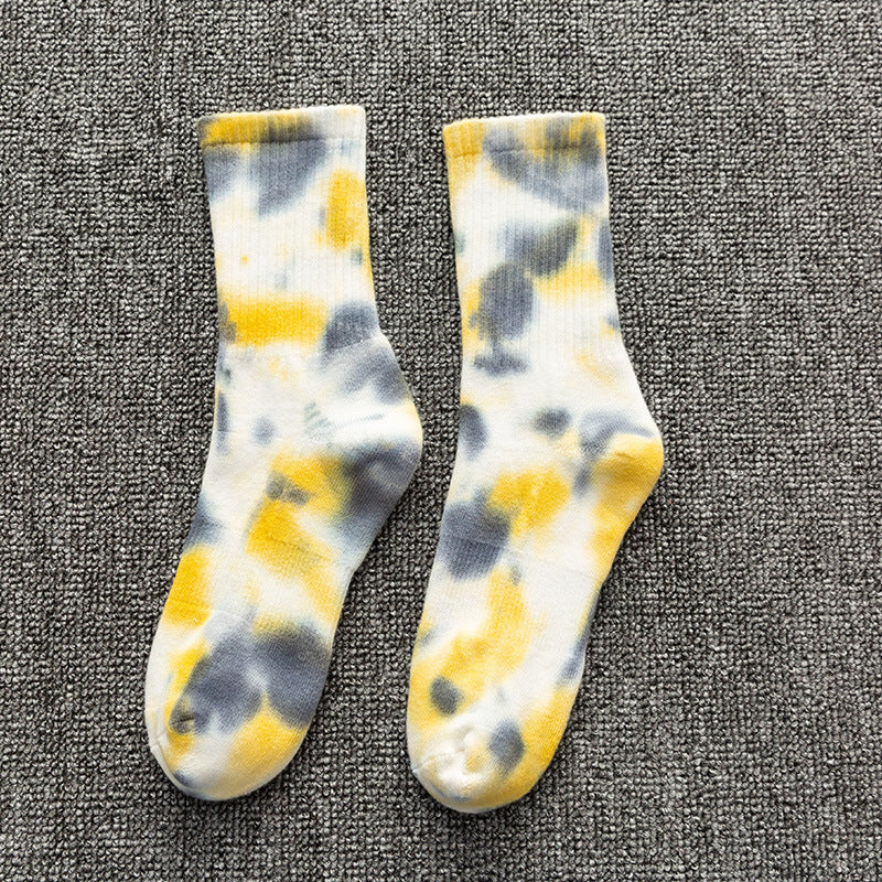 Tie Dyed Stockings Men's Medium Tube Pure Cotton Thickened