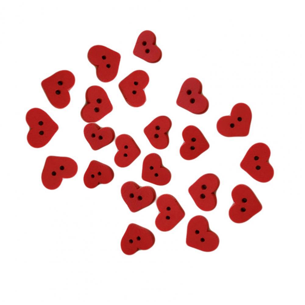 Red Heart Wooden Buttons Garment Accessories