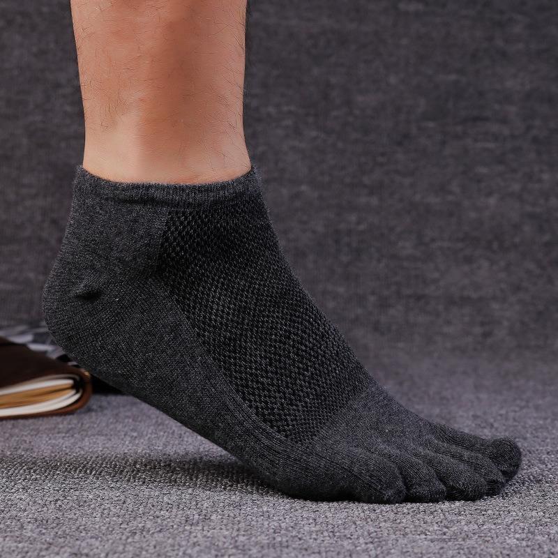 Men's Cotton Summer Short Tube Thin Socks Toe Socks Mesh Breathable