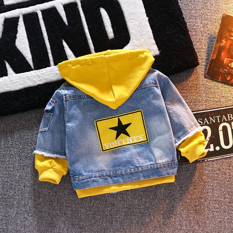 Boys' Denim Coat Spring And Autumn Korean Style Children's Jacket Top Western Style Medium And Large Children Handsome Baby Jacket For Girls And Children