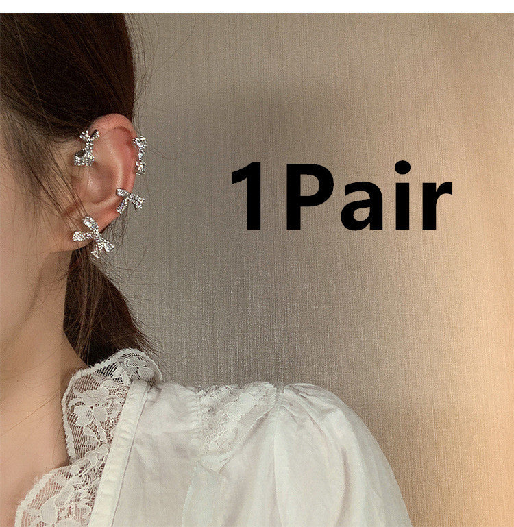 Diamond-studded Bow Earrings Summer Trendy Ear Clips