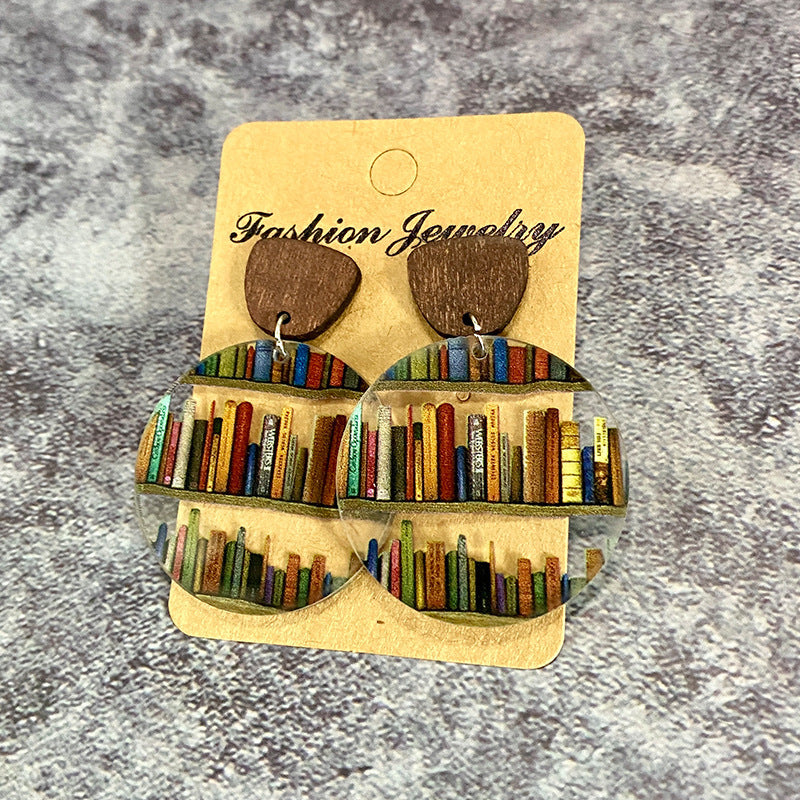 Classic Droplet Splice Bookcase Acrylic Earrings