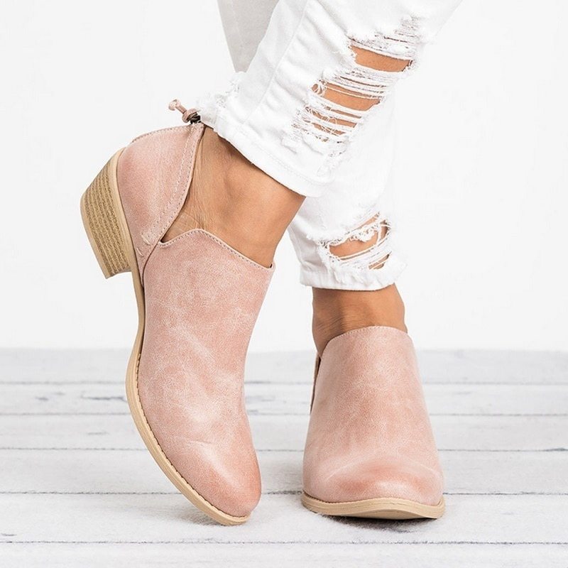 Otoño Mujer Zapatos Retro botas de tacón alto