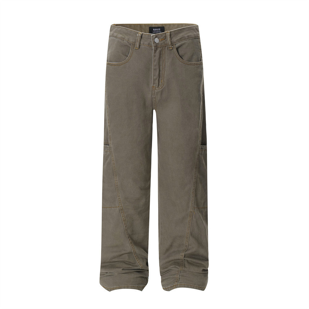 Men's Loose Cargo Washed Casual Jeans