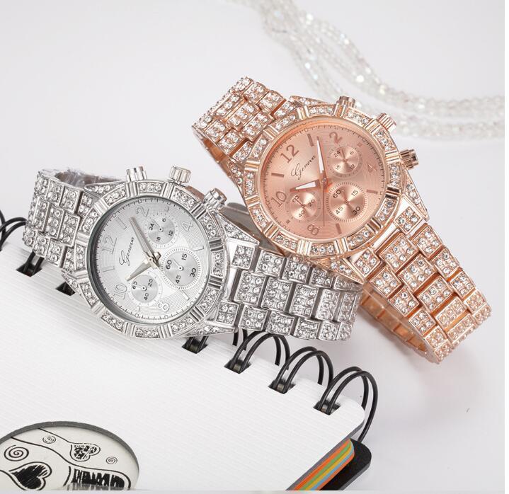 Reloj de pulsera de cristal de cuarzo para mujer reloj de pulsera de moda de acero inoxidable Geneva de lujo reloj para hombre 2021 montre para mujer relojes deportivos