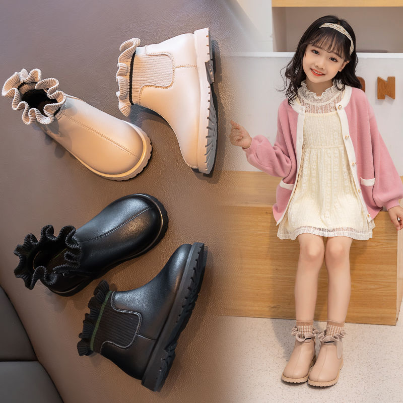 Girls Round Toe Short Fashion Martin Boots