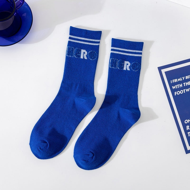 Tube Socks Navy Blue Korean Version Of All-match Japanese Sports