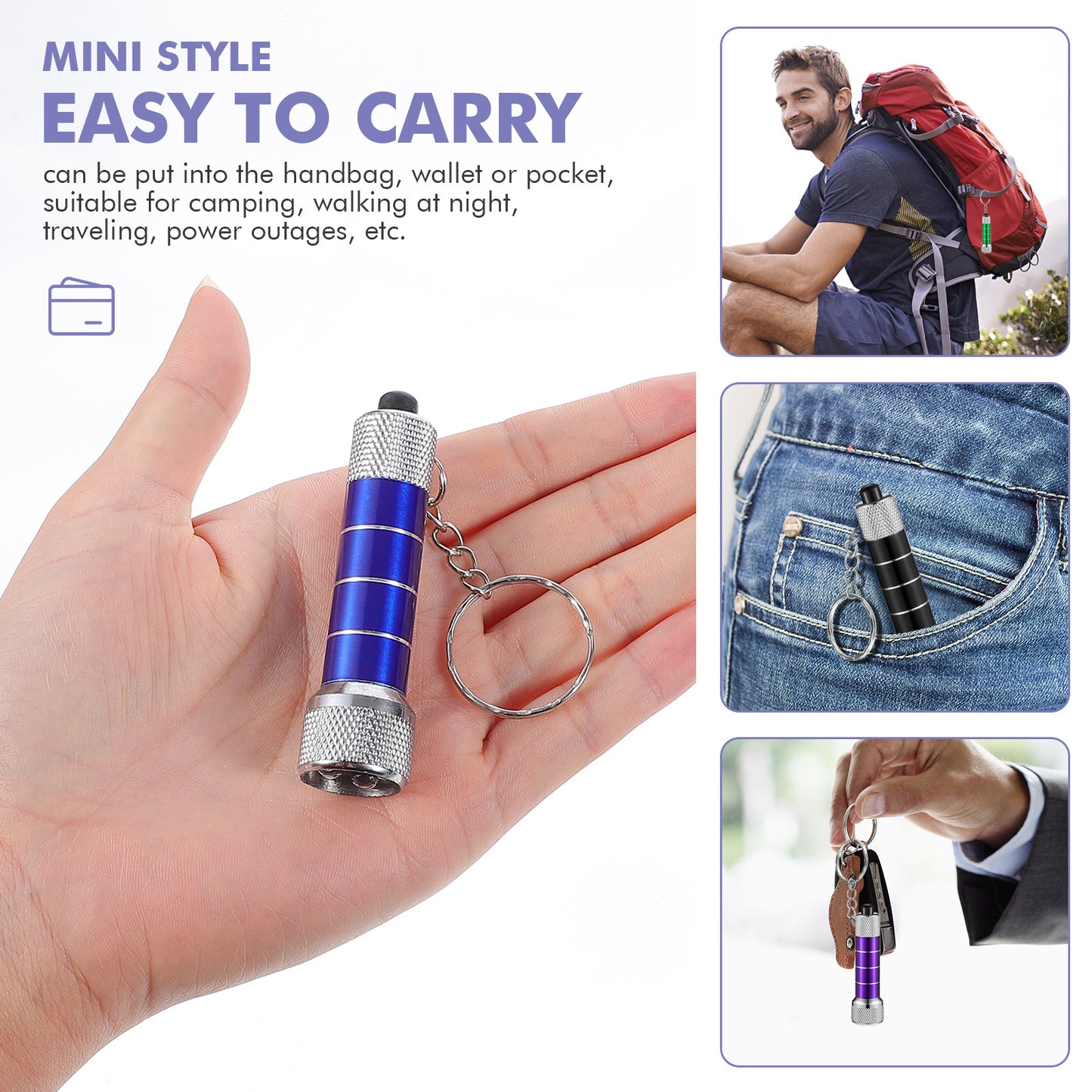 Mini llavero Luz de emergencia de noche linterna de Camping linterna LED portátil llavero de aluminio
