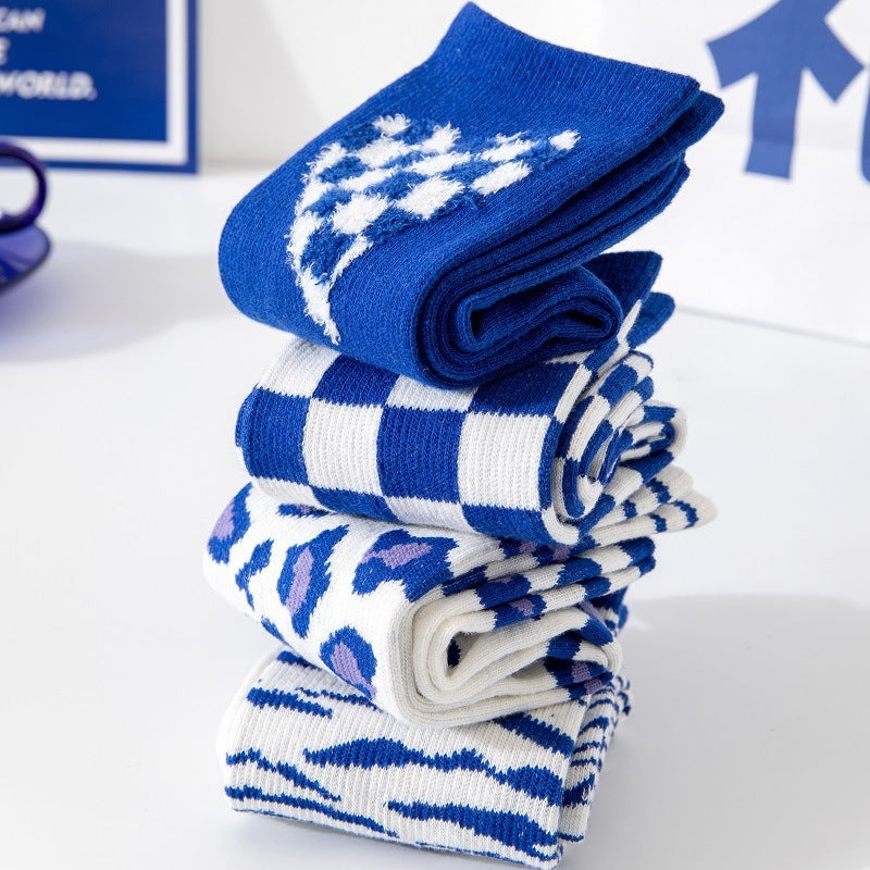 Tube Socks Navy Blue Korean Version Of All-match Japanese Sports