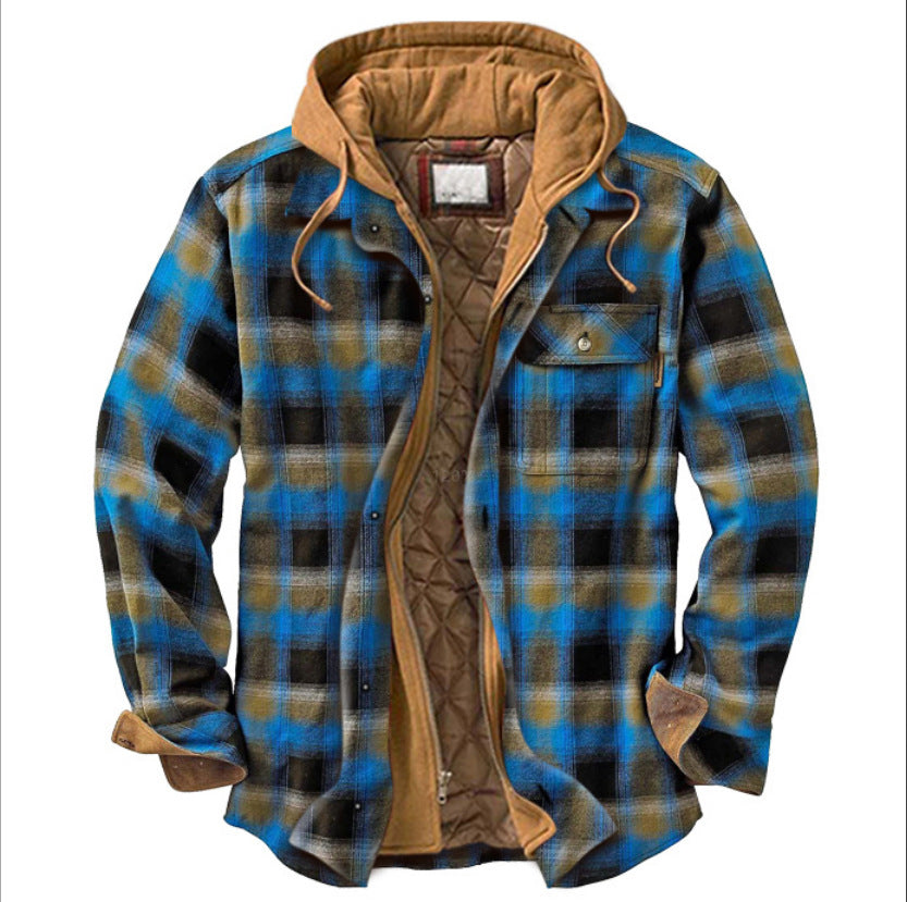 Leisure Hooded Jacket Off Two Lattice Coat