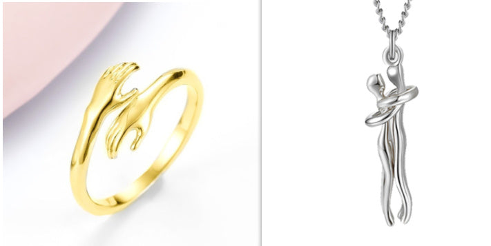 Aleación Simple manos abrazo anillo apertura ajustable joyería