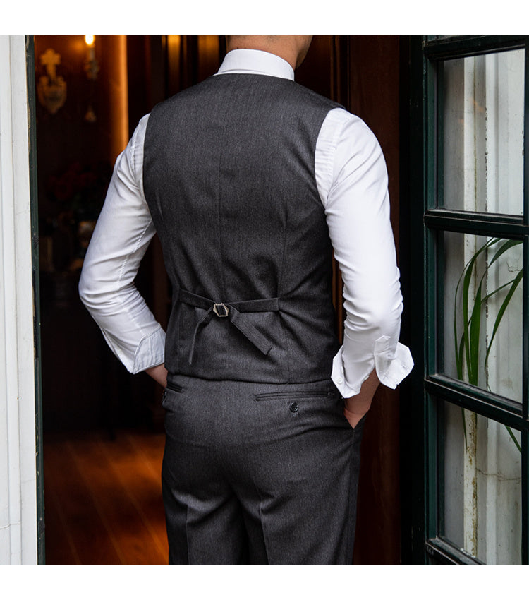 Slim Business Double Breasted Solid Color Vest Man