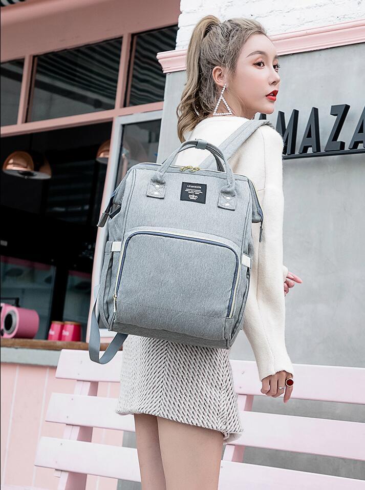 LEQUEEN bolsa de pañales de gran capacidad momia de lactancia mochilas de viaje cochecito de bebé cuidado del bebé maternidad bolso impermeable USB