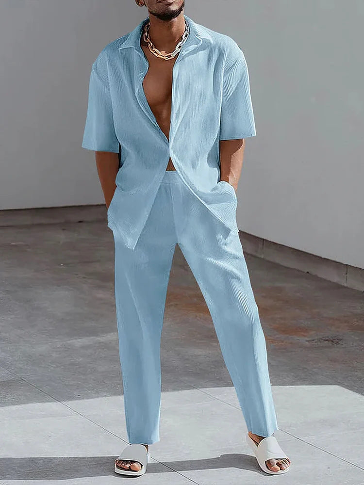 3D Short-sleeved Trousers Shirt Outfit