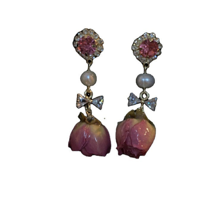 Women's Retro Natural Immortal Flower Earrings Niche Design