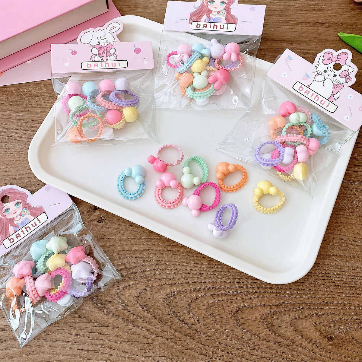 8 Bags Candy Color Small Size Children Ruffles Hair Rope