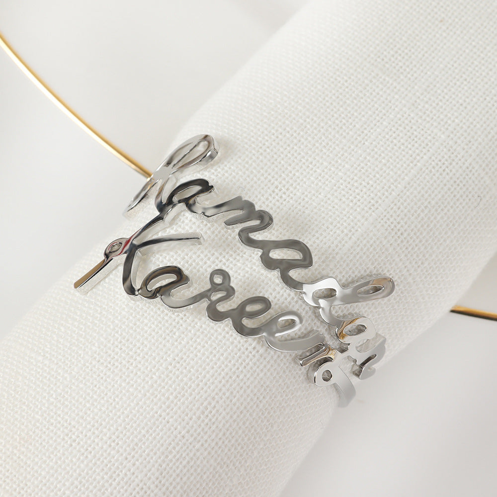 Creative New Auspicious Letters Napkin Ring Gold Alloy Decoration Napkin Ring