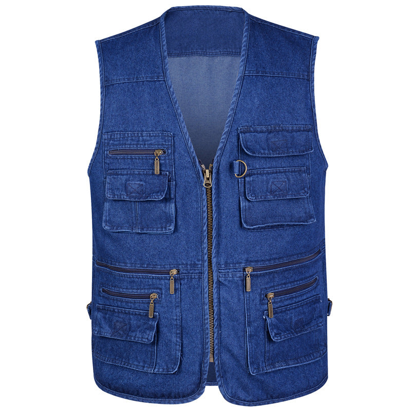 Vest Man V-neck Multi-pocket Outdoor Casual