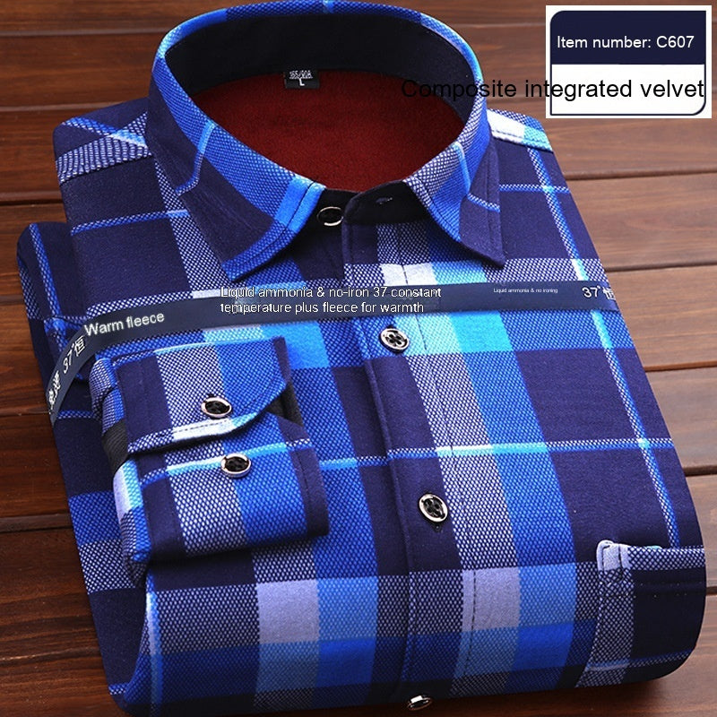 Men's Thermal Thickened Fleece Plaid Shirt