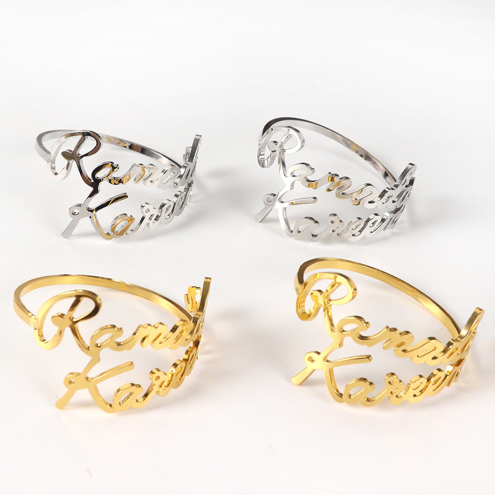 Creative New Auspicious Letters Napkin Ring Gold Alloy Decoration Napkin Ring