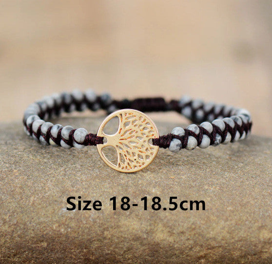 Pulsera para amantes de la amistad de Yoga tejida a mano con cuentas de ágata Natural de pino africano Árbol de la vida