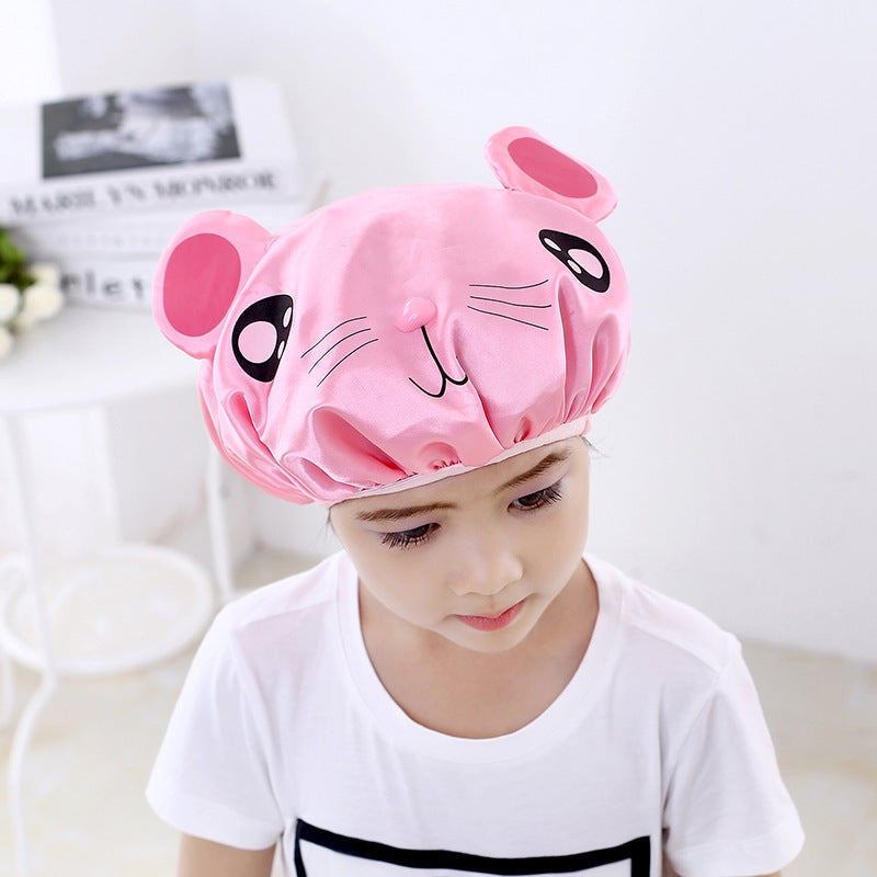 Cartoon Shower Double-layer Creative Waterproof Satin Cute Shampoo Children Shower