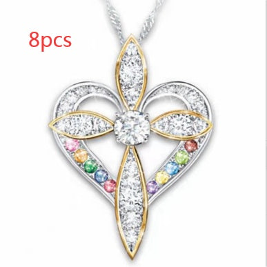 Colgante de cruz en forma de corazón de amor de moda