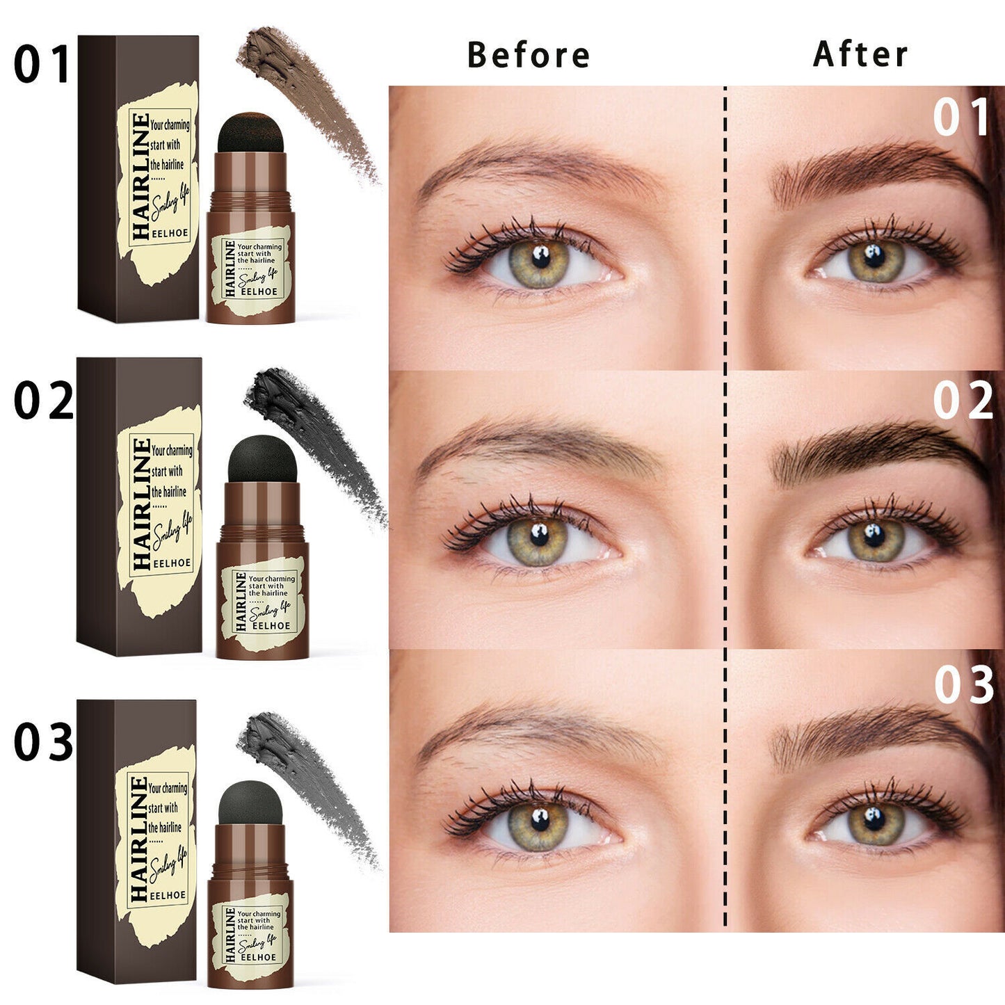 Kit formador de sellos de cejas perfecto, plantillas de cejas impermeables con forma de palo largo, sello de contorno Natural duradero para cejas, Kit de maquillaje