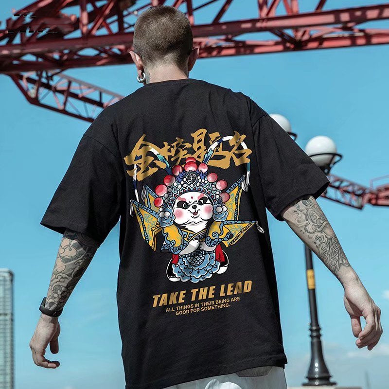 Fat Man Loose Plus Size Hip Hop Half Sleeves