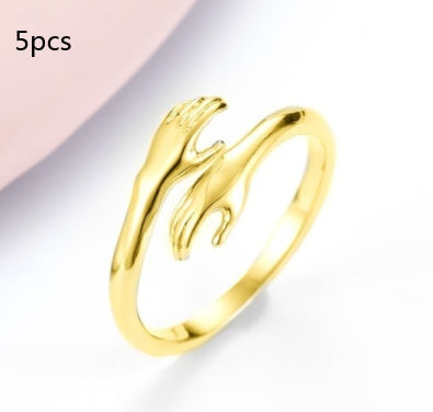 Aleación Simple manos abrazo anillo apertura ajustable joyería
