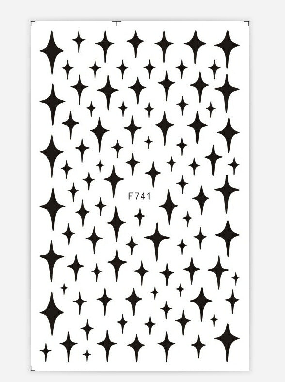 New Nail Stickers Paper Net Red White Love Star Adhesive Nail Decals