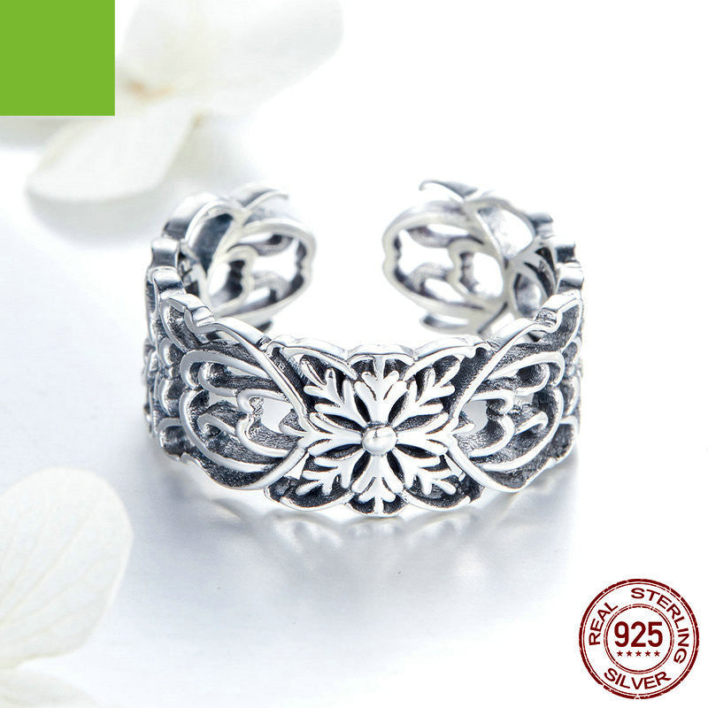 Anillo de flor Vintage plata 925 anillo de plata esterlina