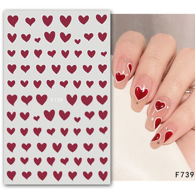 New Nail Stickers Paper Net Red White Love Star Adhesive Nail Decals