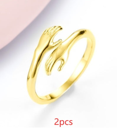 Aleación Simple manos abrazo anillo apertura ajustable joyería