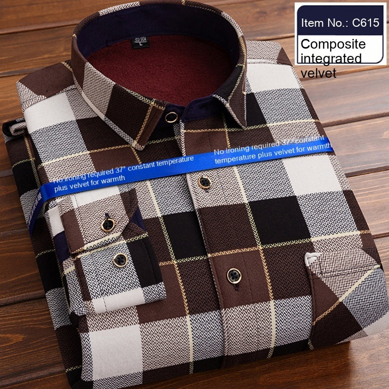 Men's Thermal Thickened Fleece Plaid Shirt
