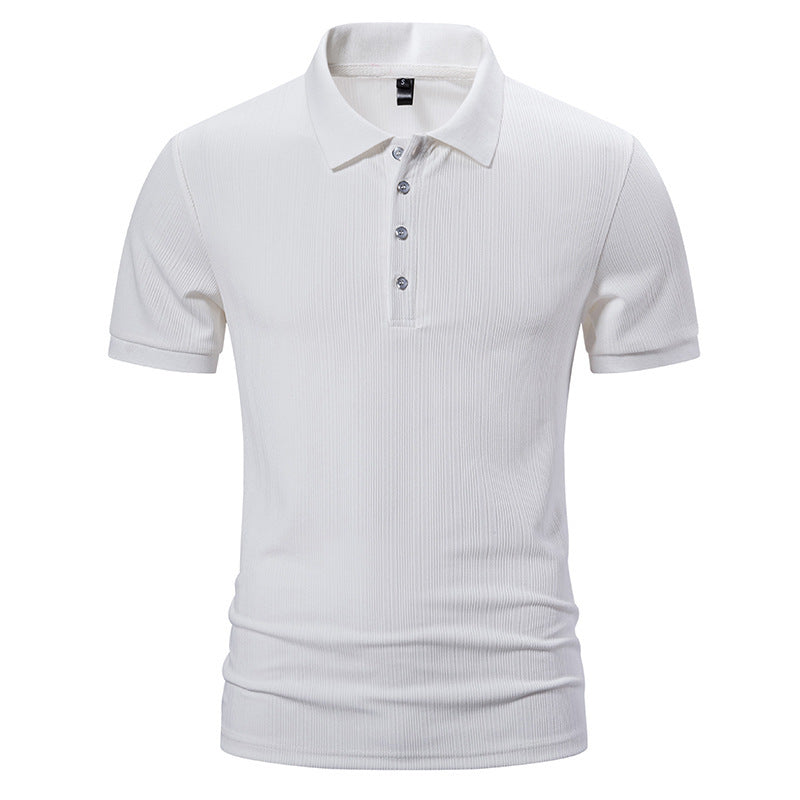 Men's Sunken Stripe Lapel Short Sleeve