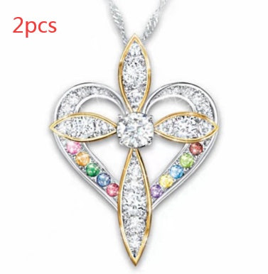 Colgante de cruz en forma de corazón de amor de moda